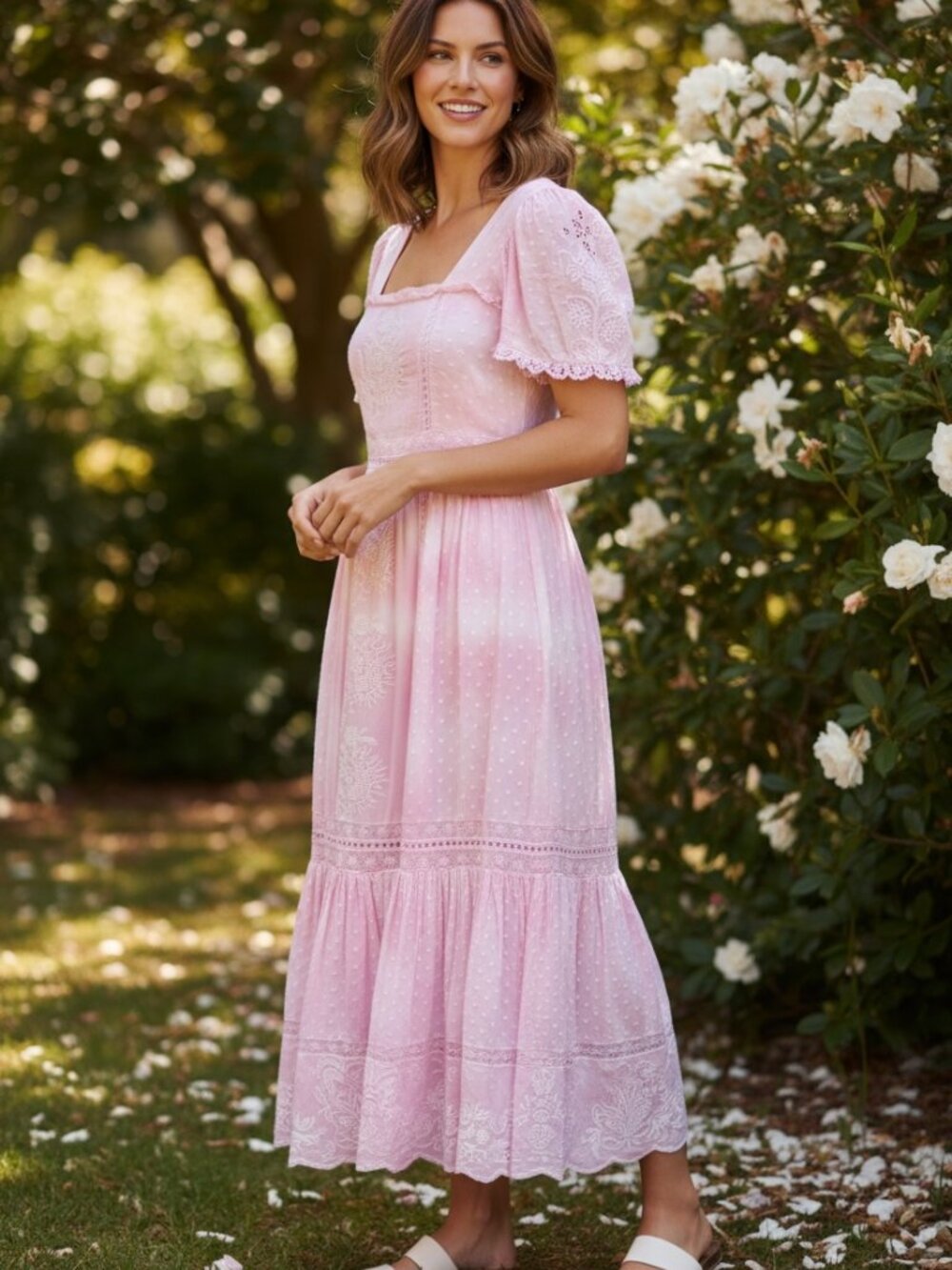 LoveShackFancy Ryan Maxi Dress Pink Hand-Dyed Pink Rose Sz 0